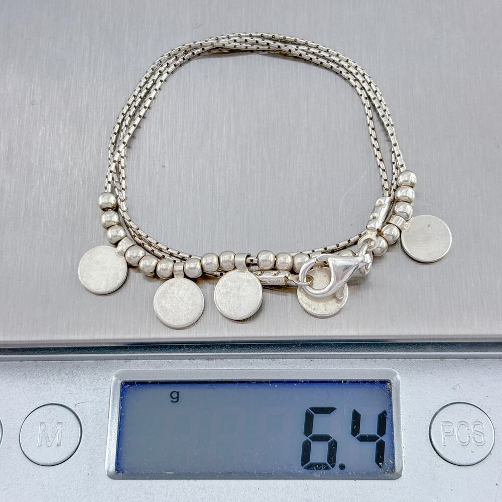 Vintage Sterling Silver 925 Station Charm Necklace with Disc Charms 16.5" - Picture 8 of 8